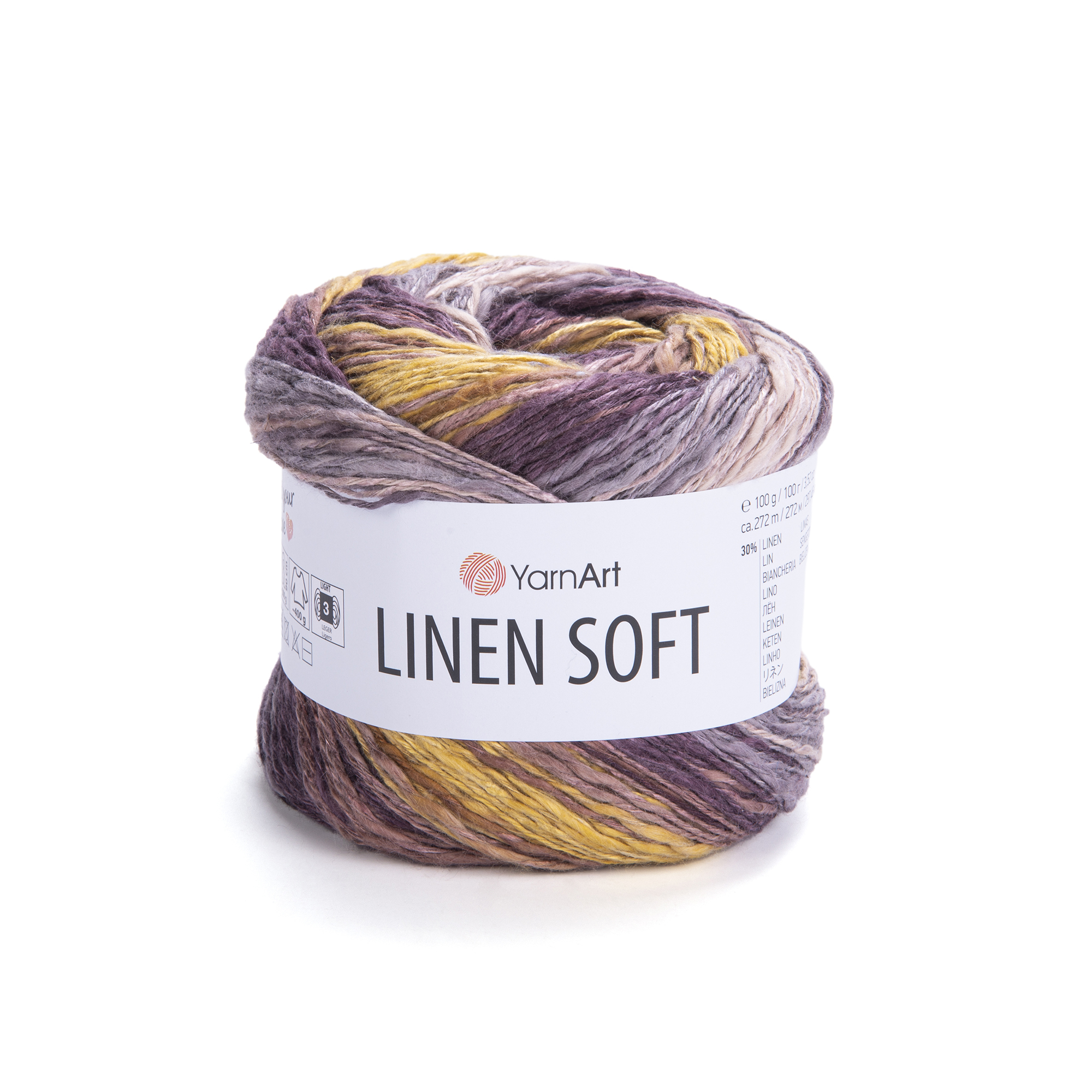 YarnArt Linen soft 7415 hnědý proužek