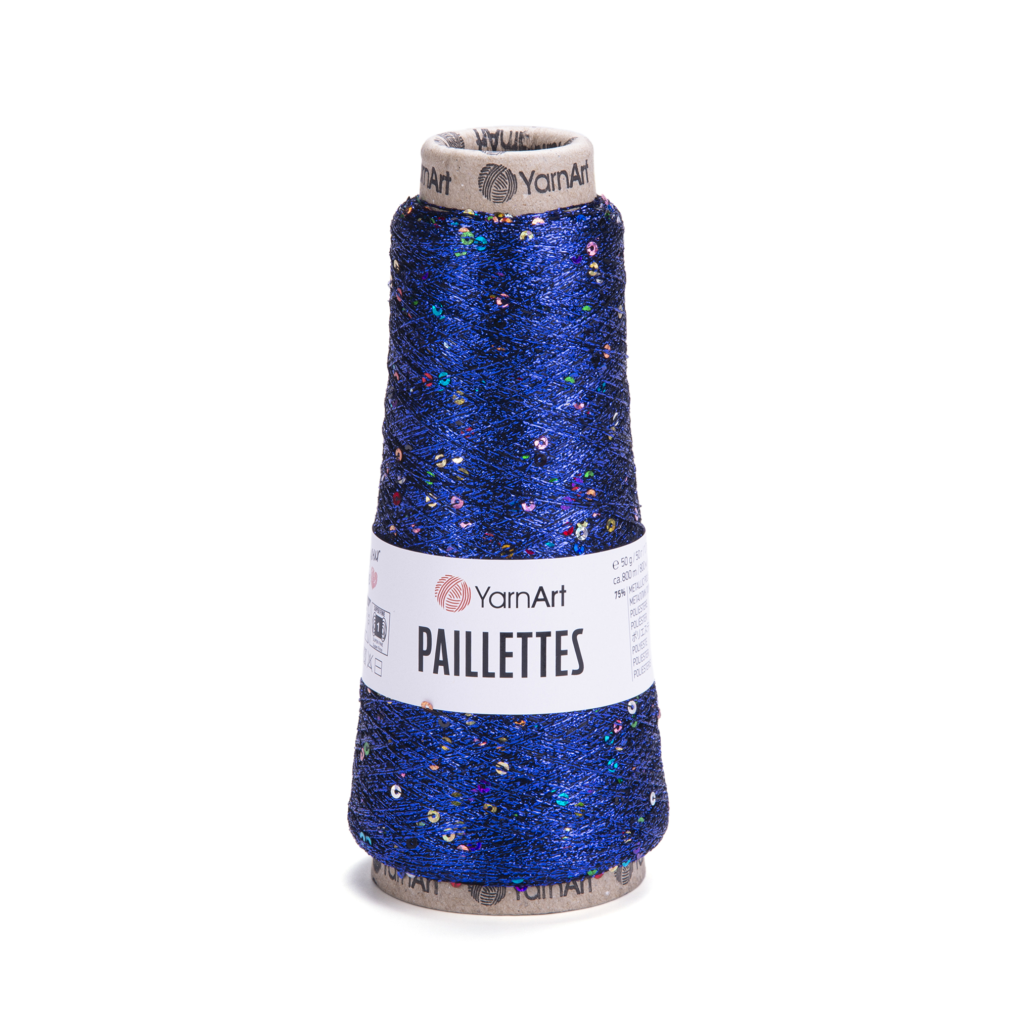 YarnArt Paillettes 8008 královská modrá/barevné flitry