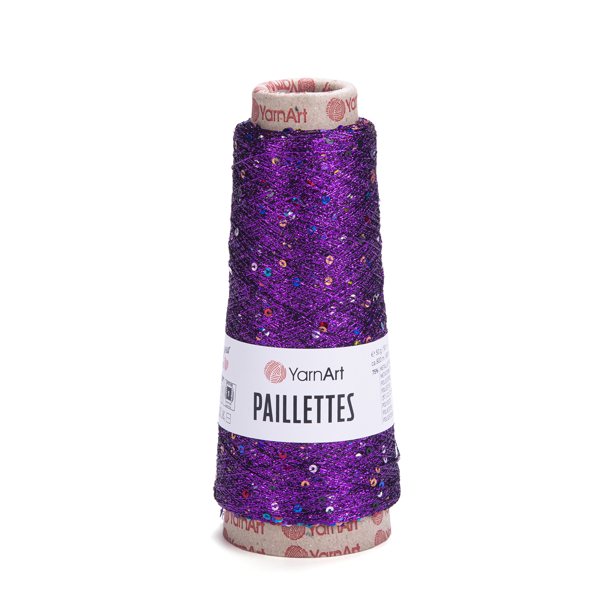 YarnArt Paillettes 8009 fialová/barevné flitry