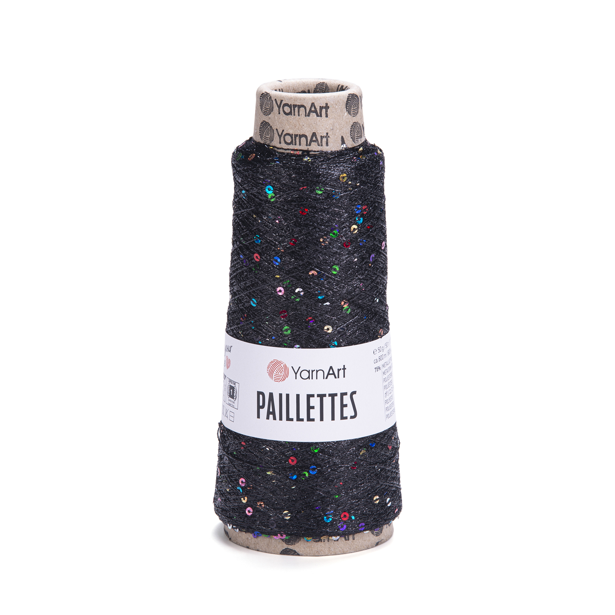 YarnArt Paillettes 8010 černá/barevné flitry