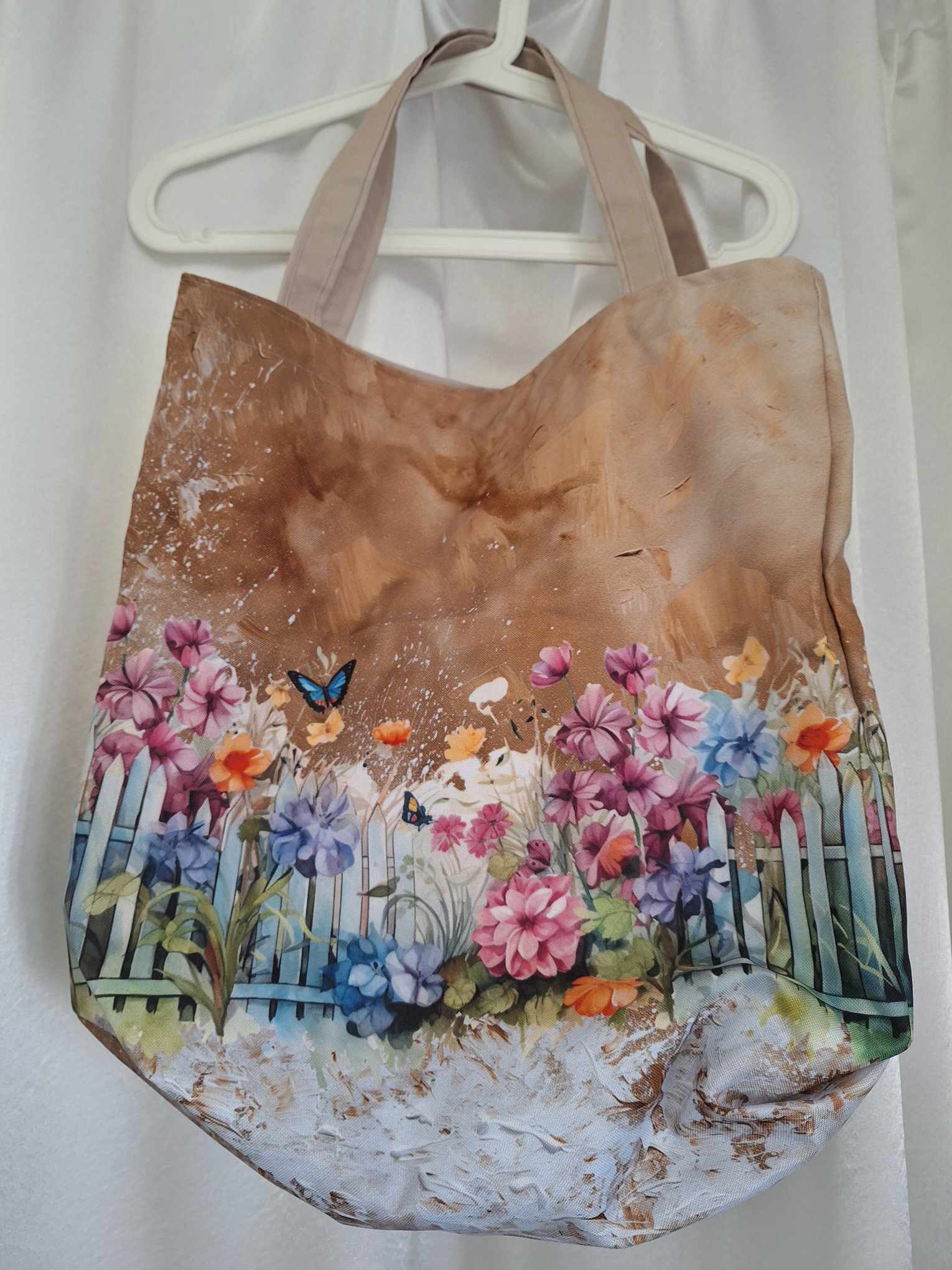 Taška vzor č.10 - rozkvetlá louka béžová