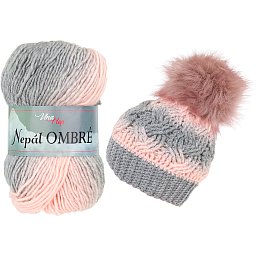 Vlna-hep Nepál ombre 7412 růžovo-šedá