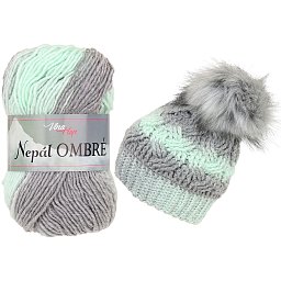 Vlna-hep Nepál ombre 7413 mint-šedá