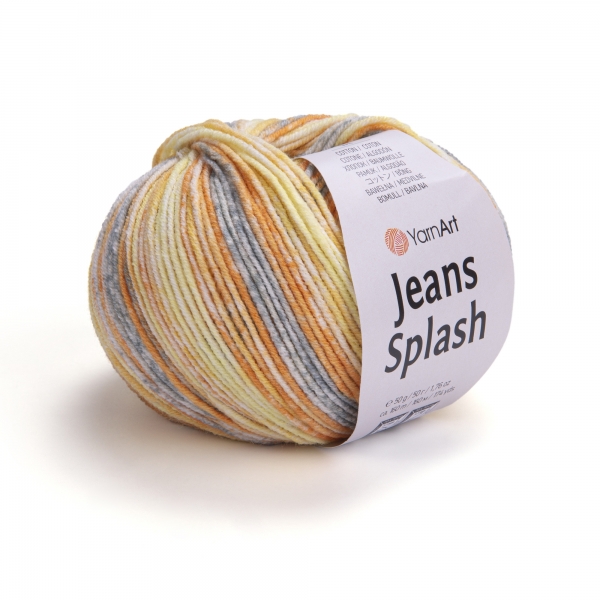 YarnArt Jeans Splash 950 žluto-oranžovo-šedá