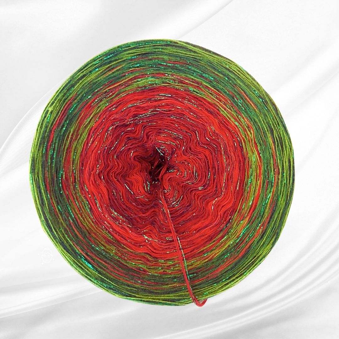 Vánoční klubíčko Rosie Flow 1000m/3N - Pohádka vánoc zelený lurex