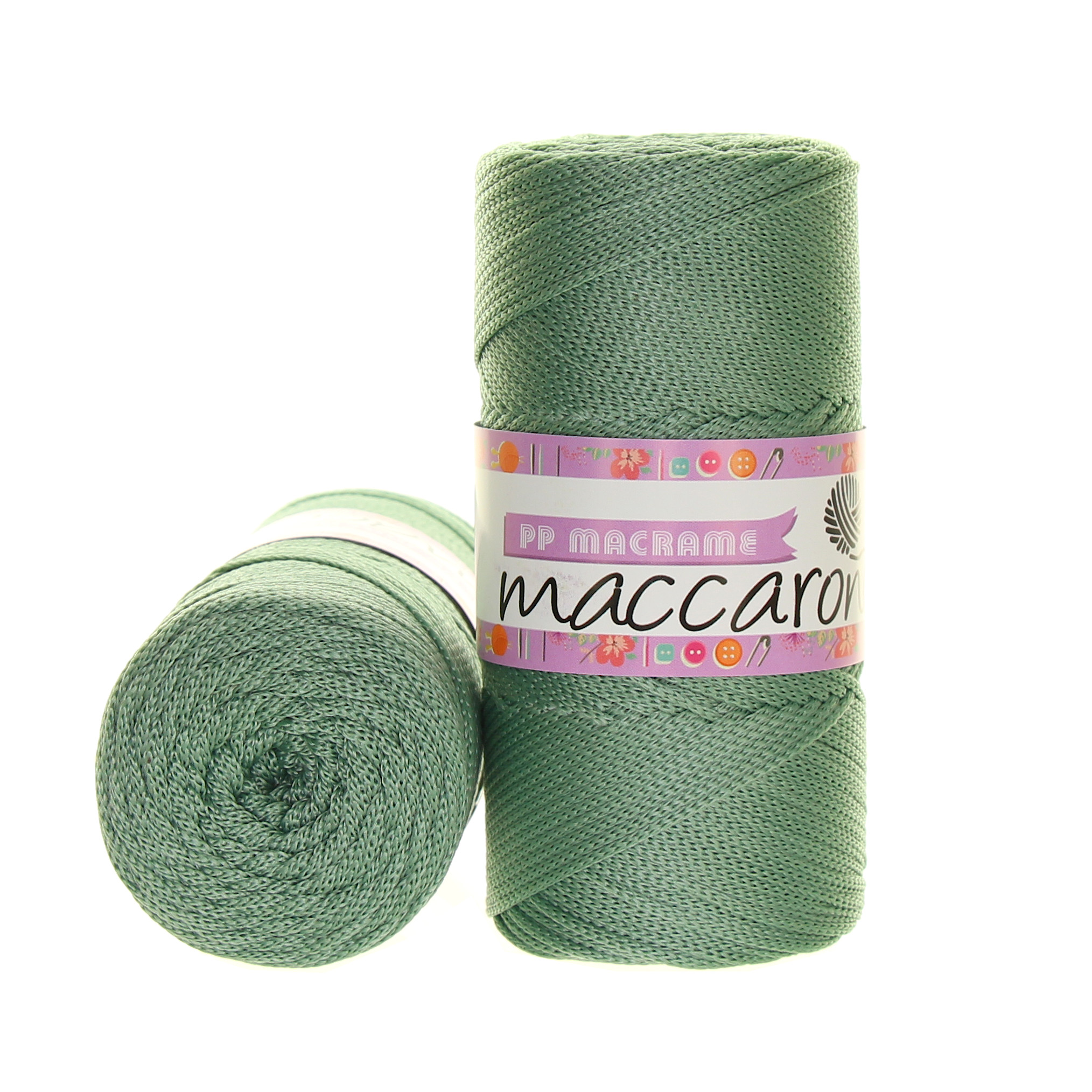 Maccaroni PP Macrame 168 zelenošedá