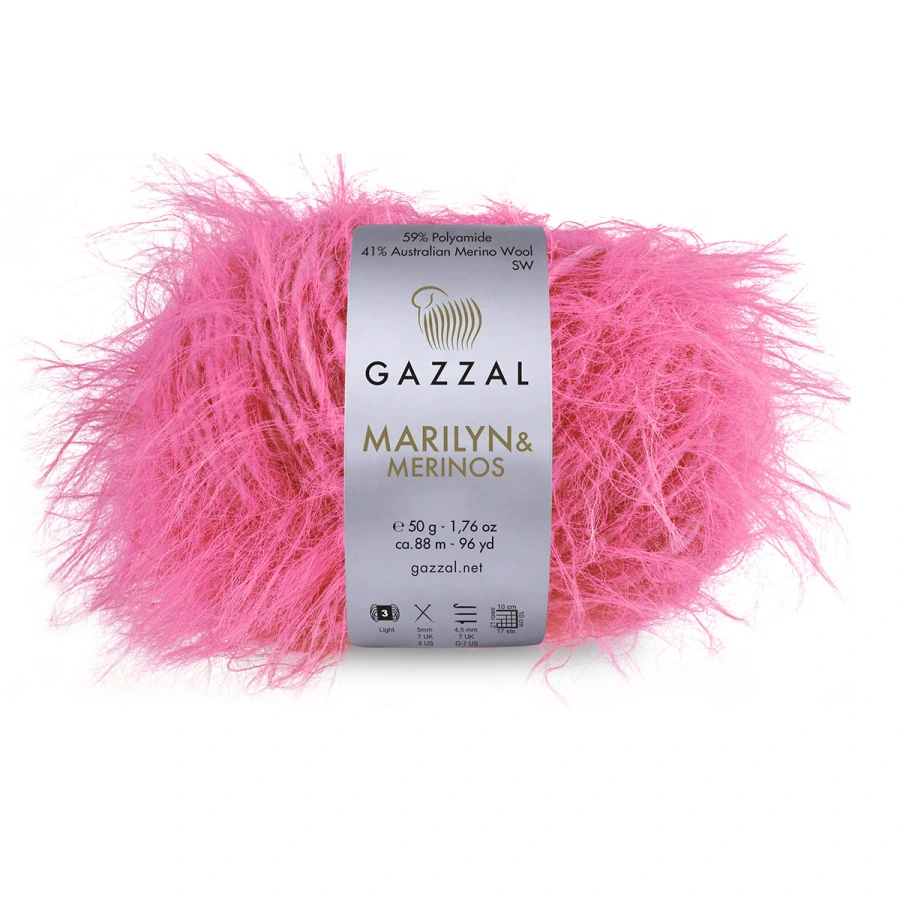Gazzal Příze Marilyn & Merinos 8256 růžová barbie
