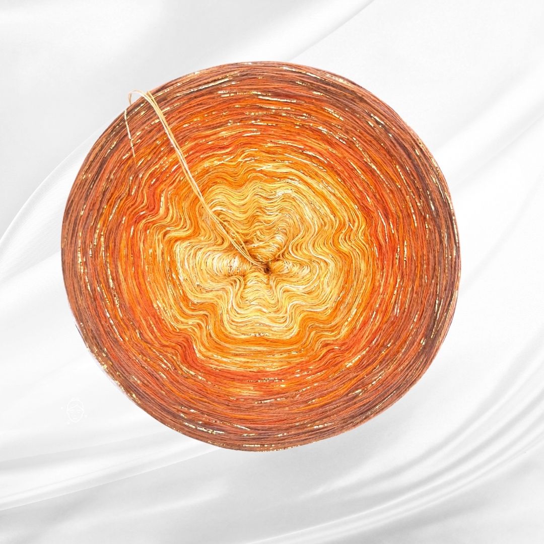 Příze Alize, s.r.o. Barevné klubíčko Rosie Twist 1500m/3N - Pumpkin spice,bronzový lurex