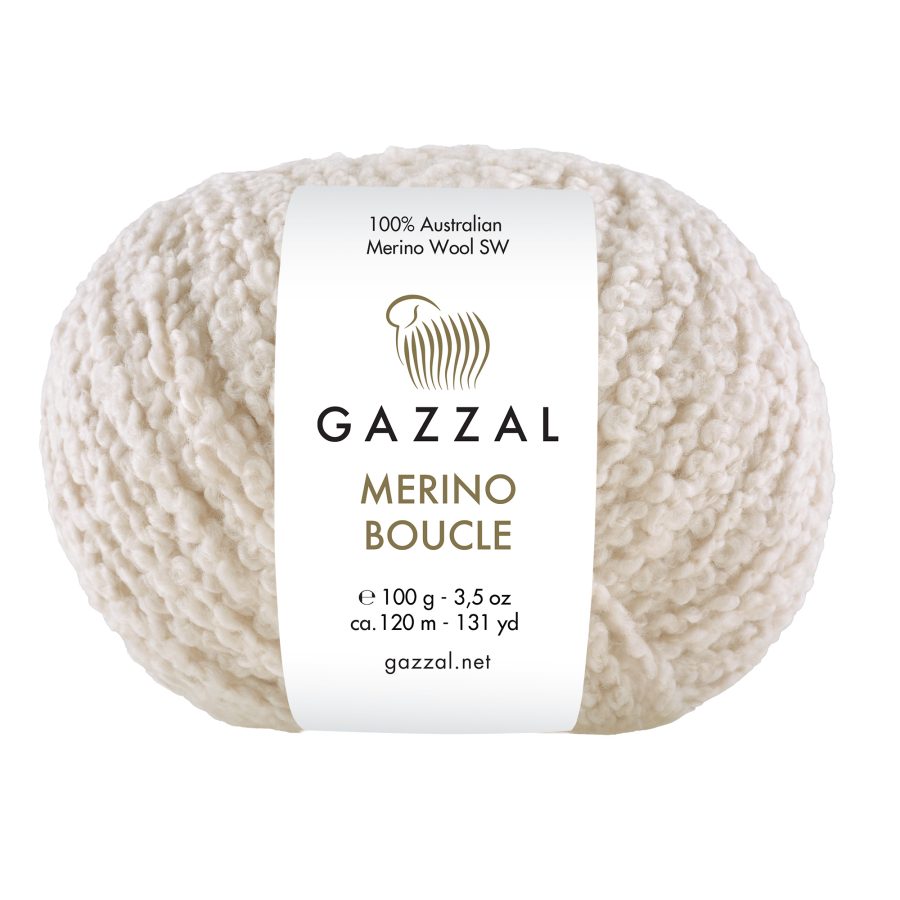 Gazzal Příze Merino Boucle 3761 smetanová