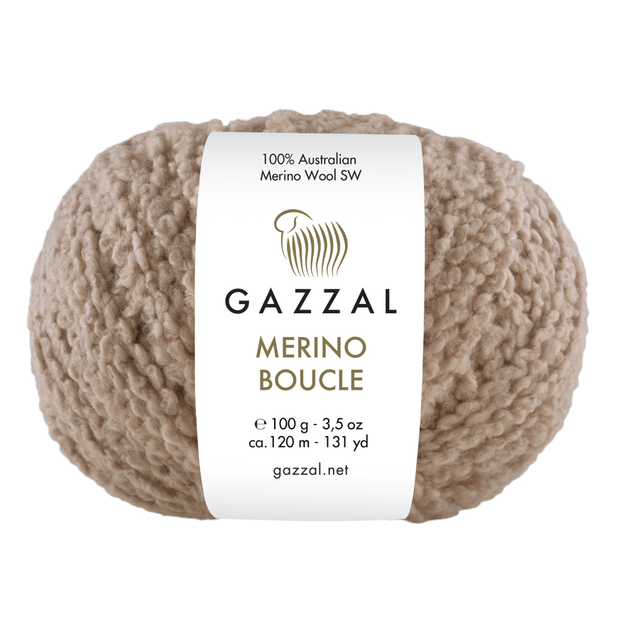 Gazzal Příze Merino Boucle 3765 světle hnědá