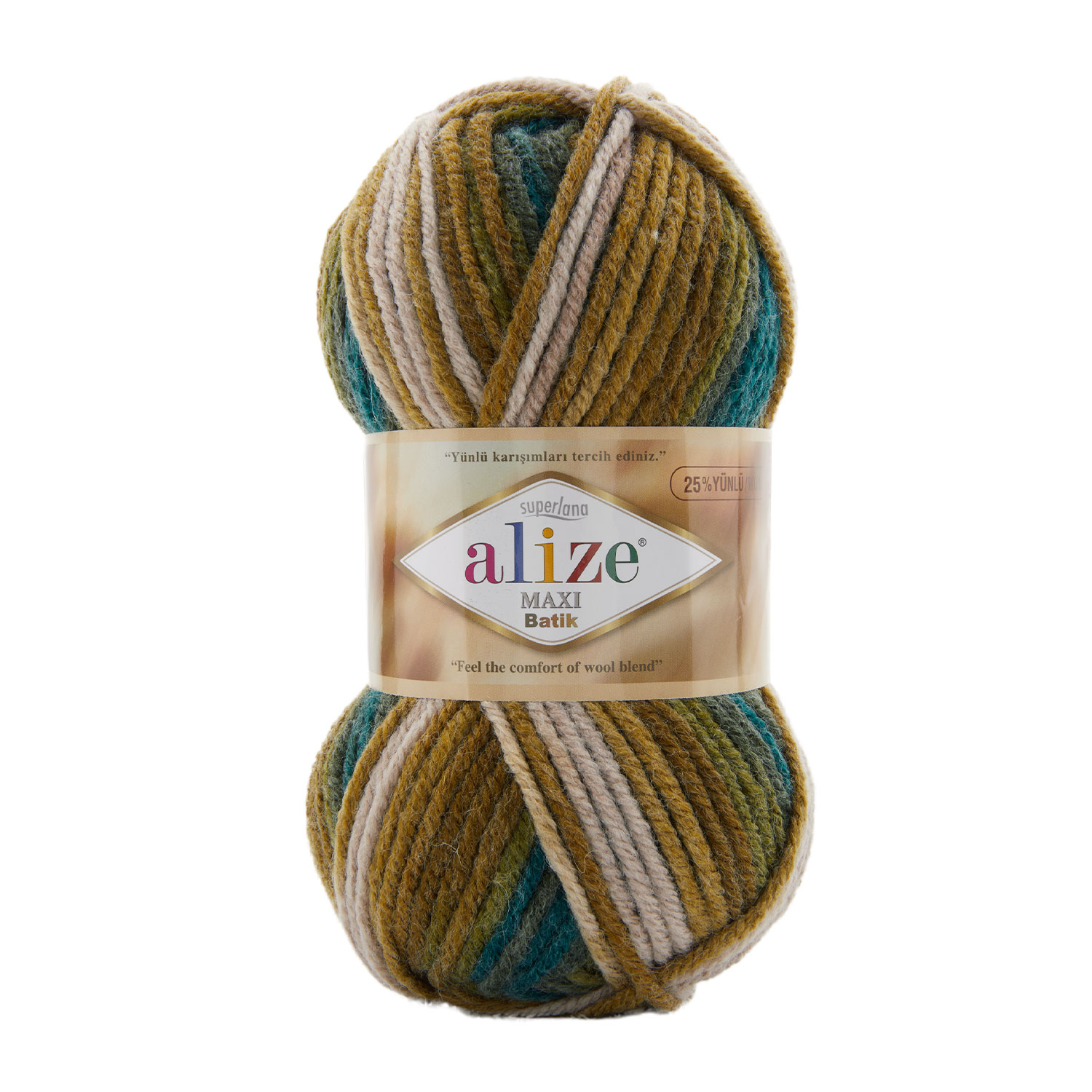 Alize Superlana maxi batik 4684 zeleno-hnědá