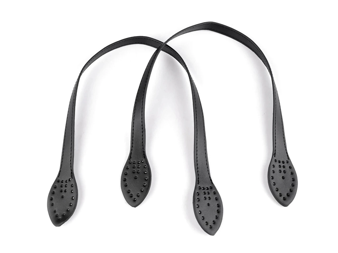 Koženková ucha na tašky - délka 50cm - černá