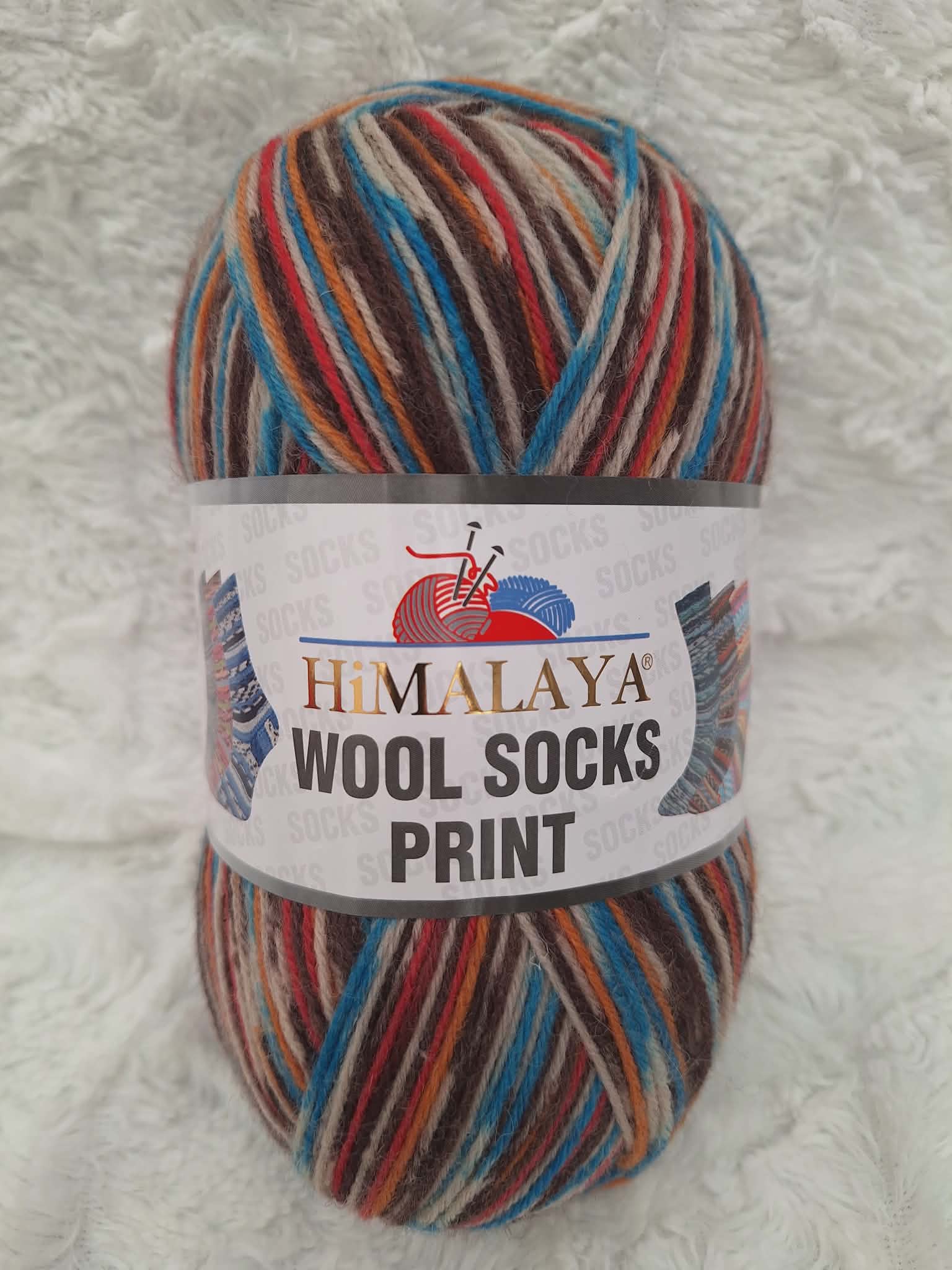 Himalaya Příze Wool socks print - S54-01 hnědo-barevná