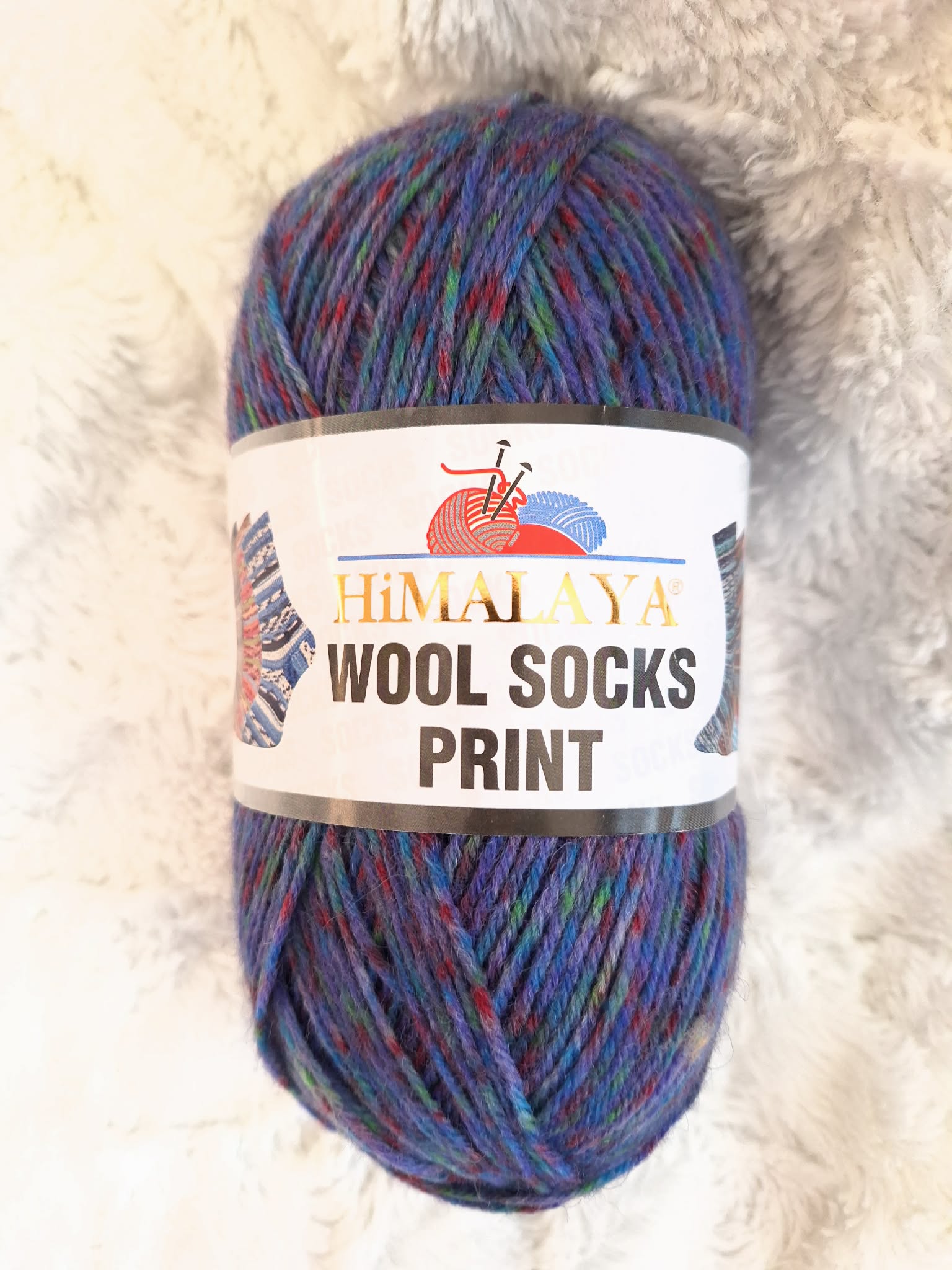 Himalaya Příze Wool socks print - S07-05 fialovomodro-vínovo-zelená