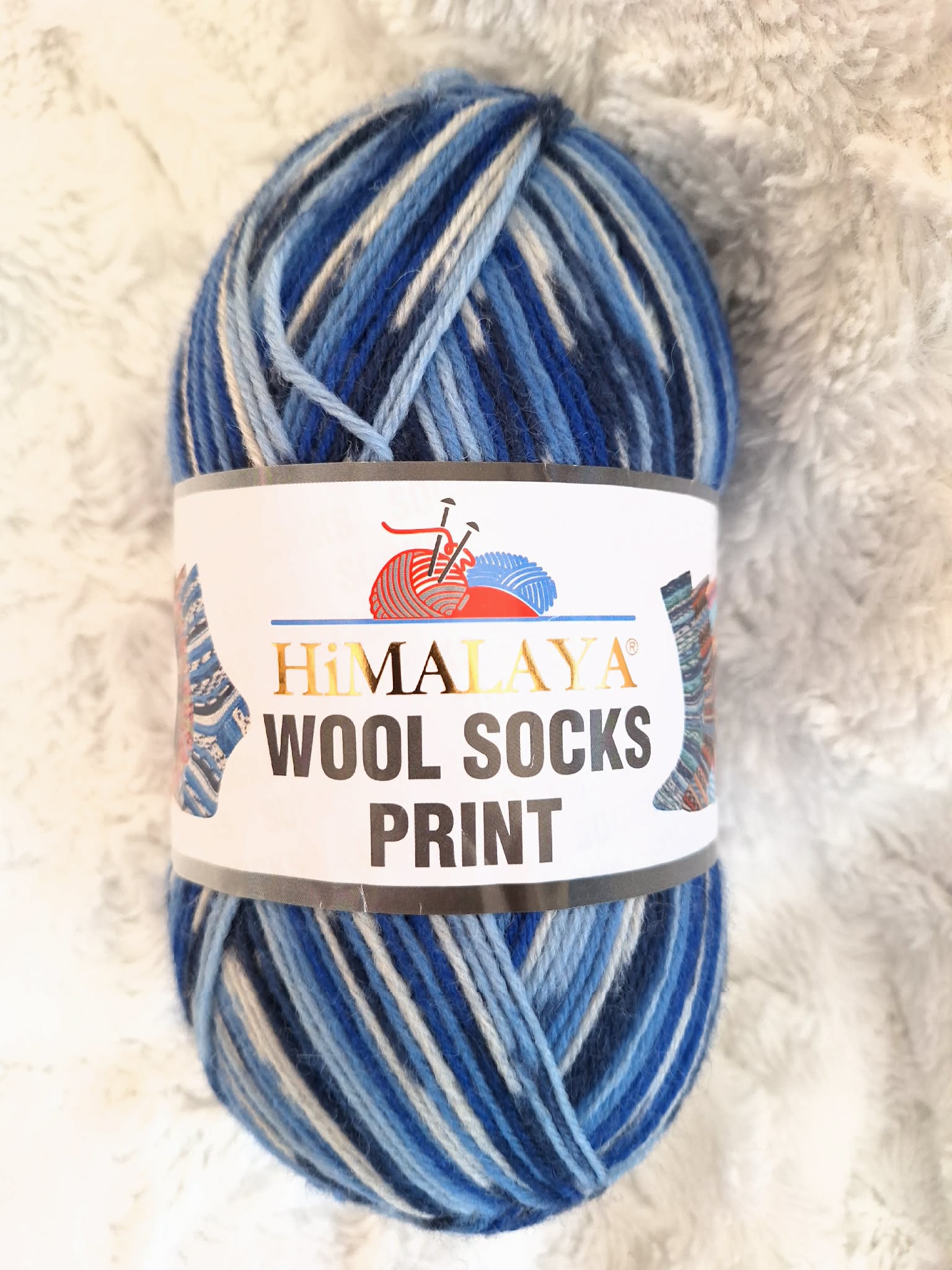 Himalaya Příze Wool socks print - S19-06 modro-světlá