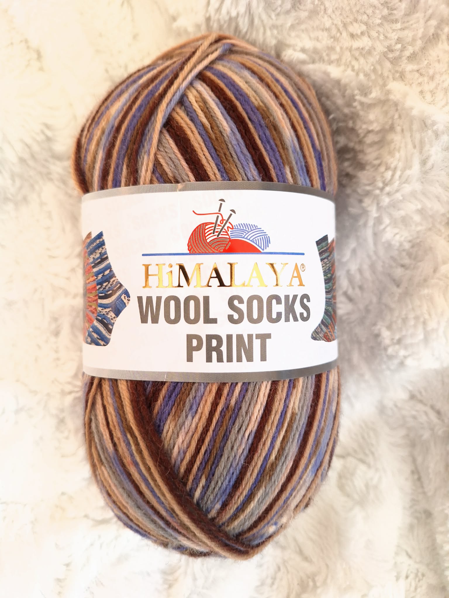 Himalaya Příze Wool socks print - S32-03 hnědo-fialová