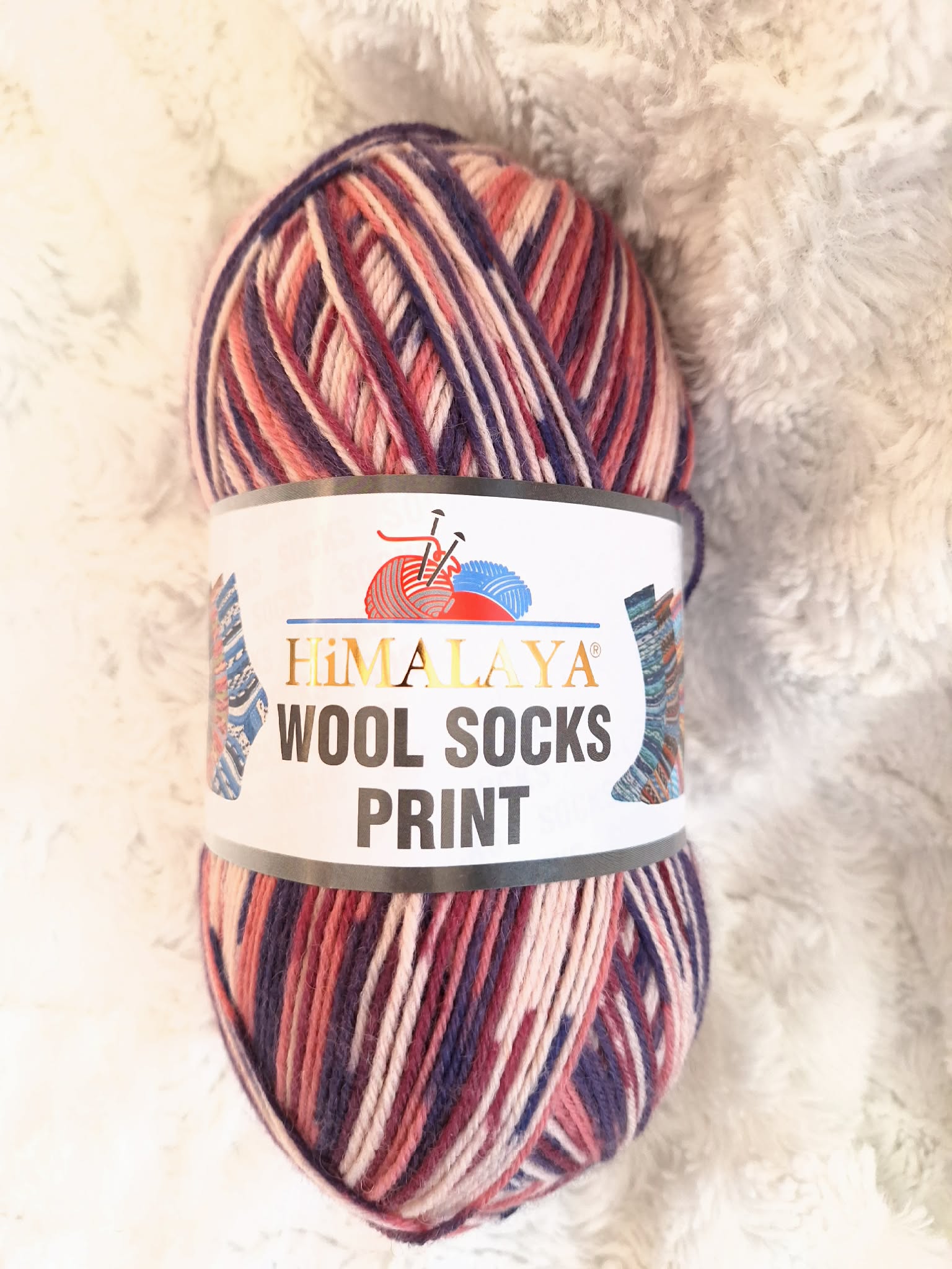 Himalaya Příze Wool socks print - S49-01 fialovo-růžová