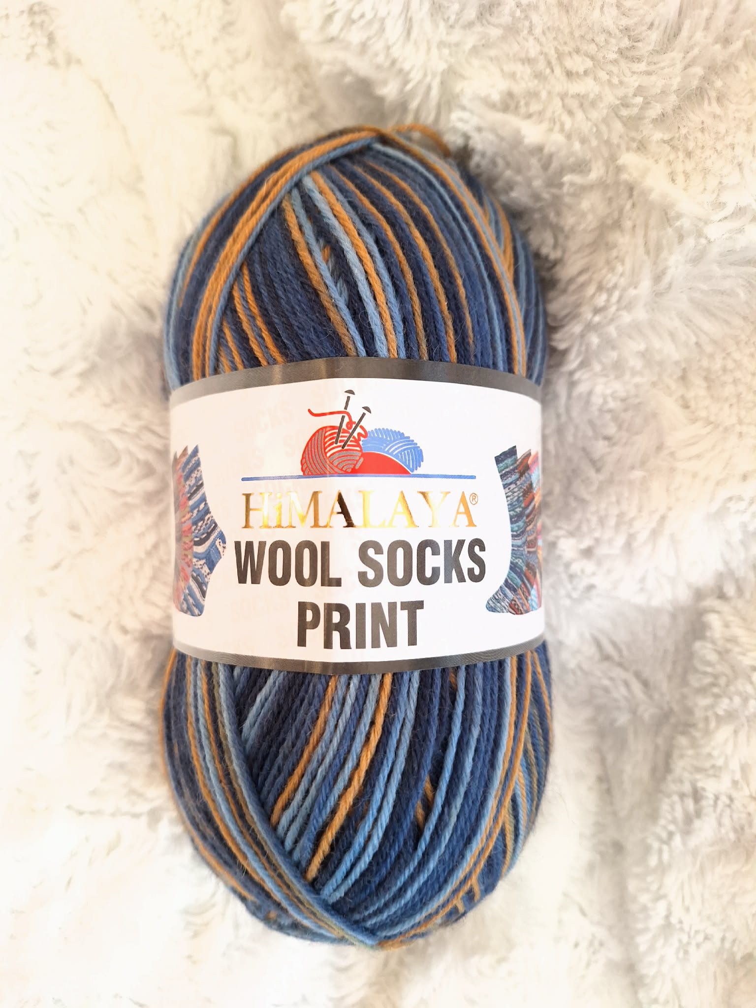 Himalaya Příze Wool socks print - S17-05 modro-hnědá