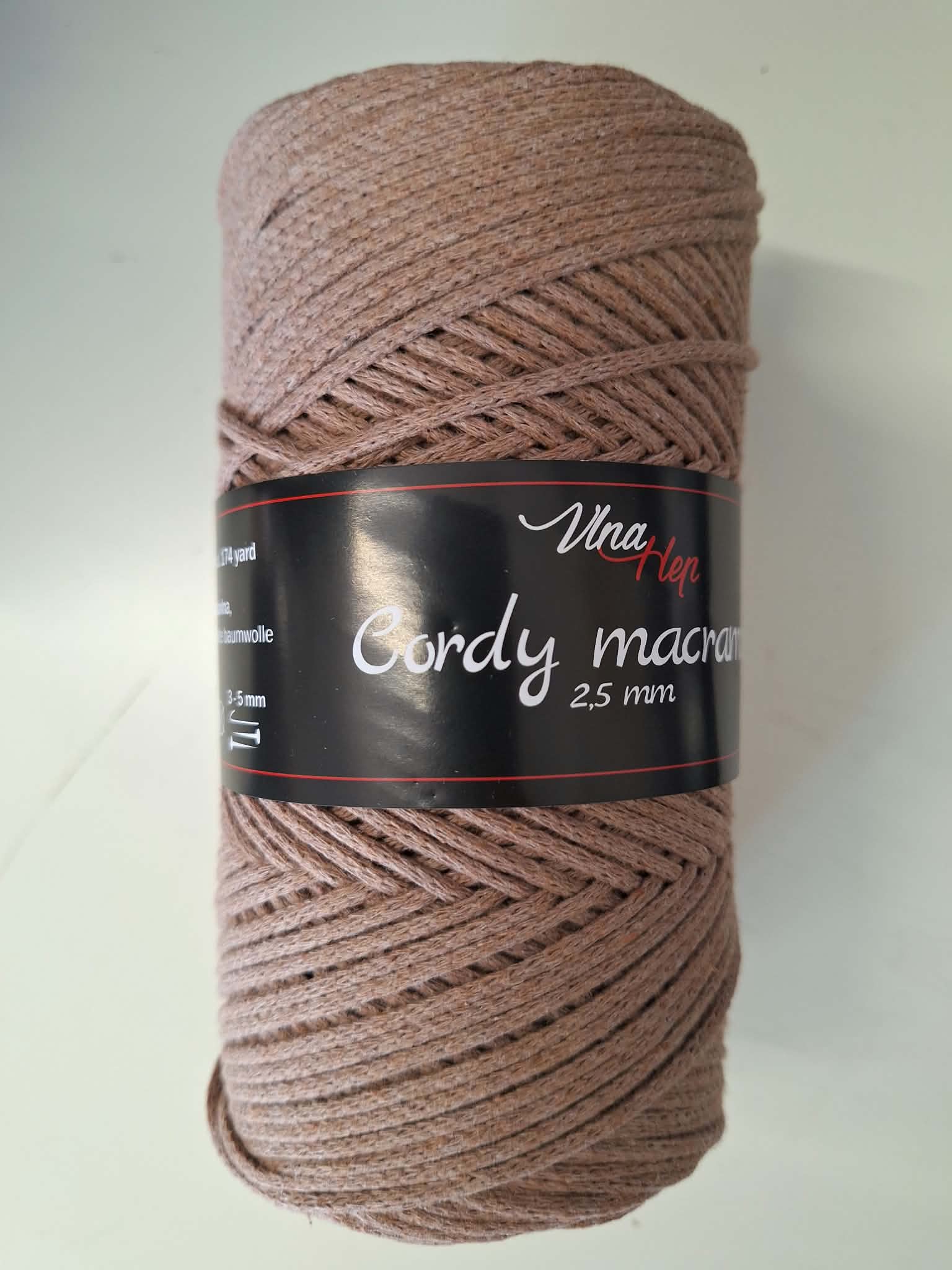 Vlna-hep Cordy macrame VH 2,5mm 8224 světle hnědá