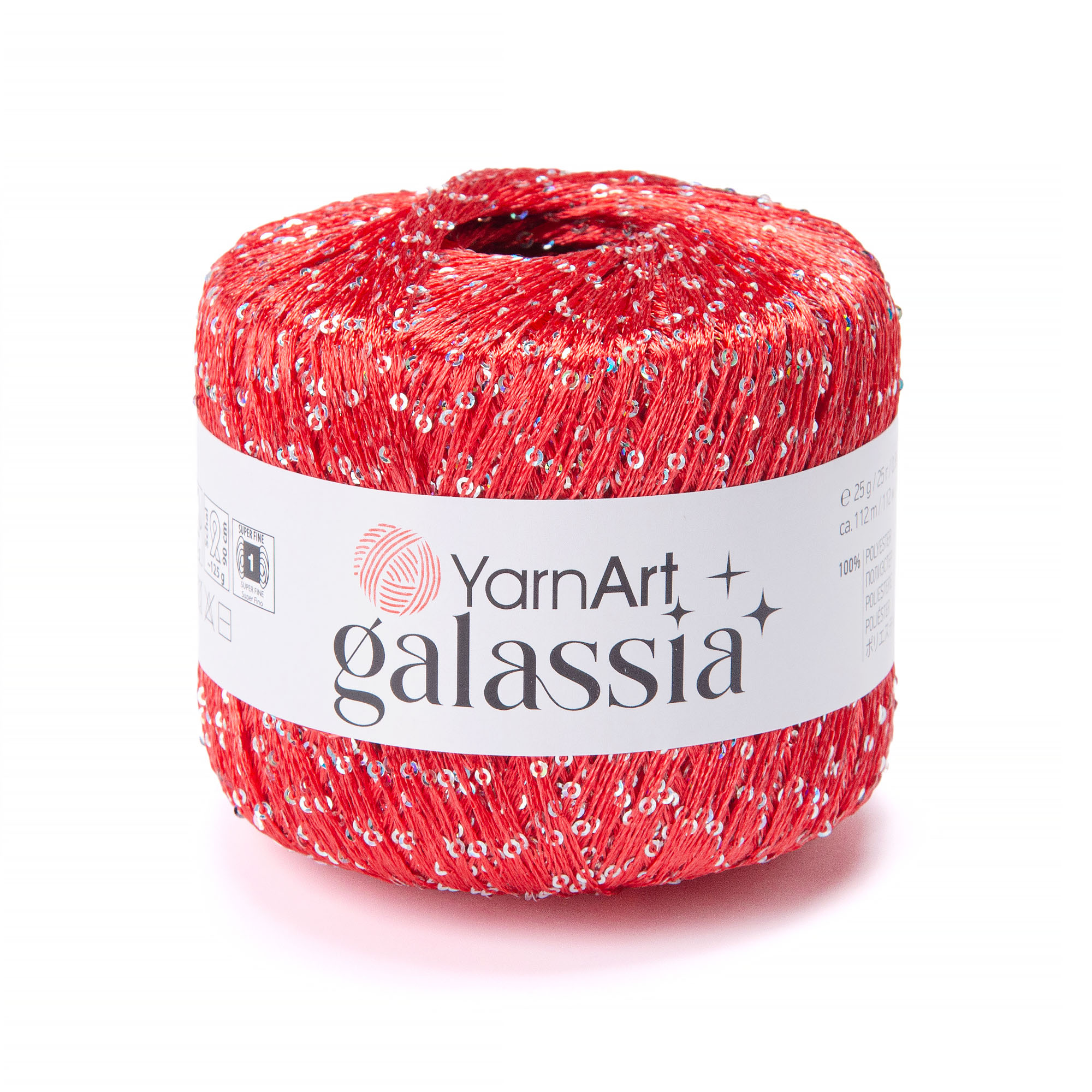 YarnArt Příze Galassia 5801 červená se stříbrnými flitry