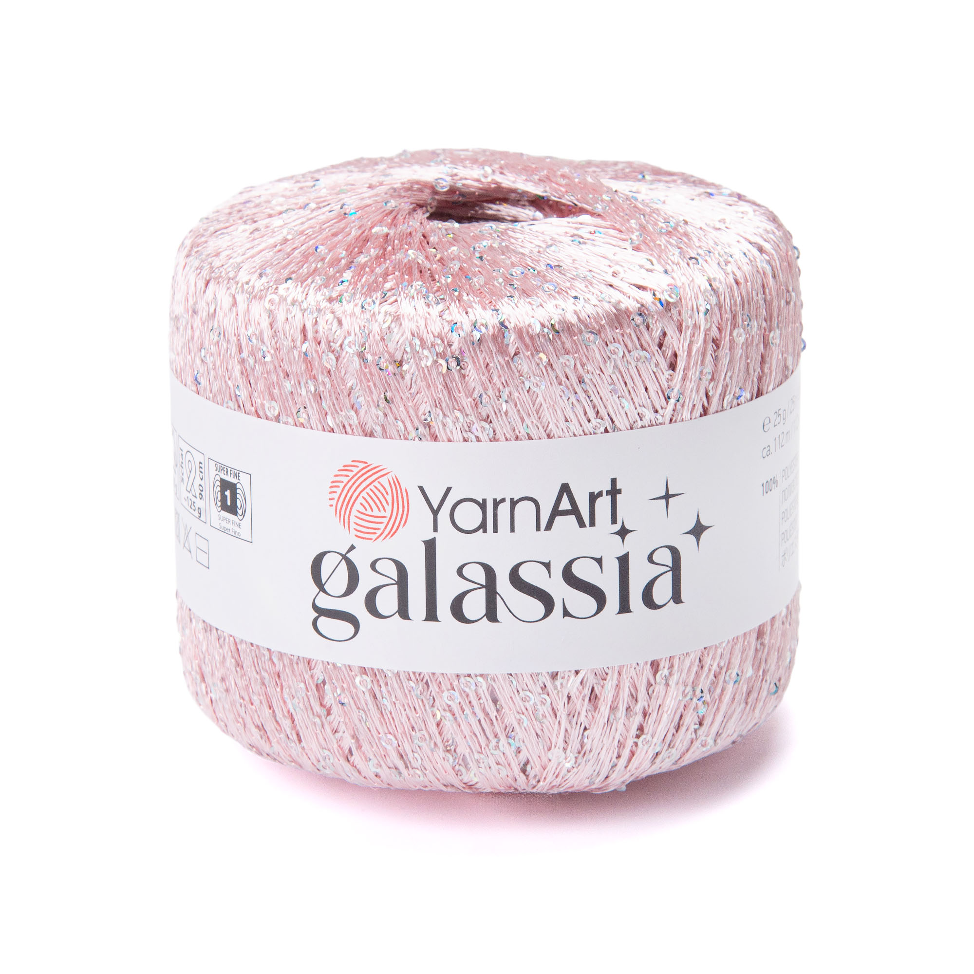 YarnArt Příze Galassia 5804 světlounká růžová stříbrné flitry