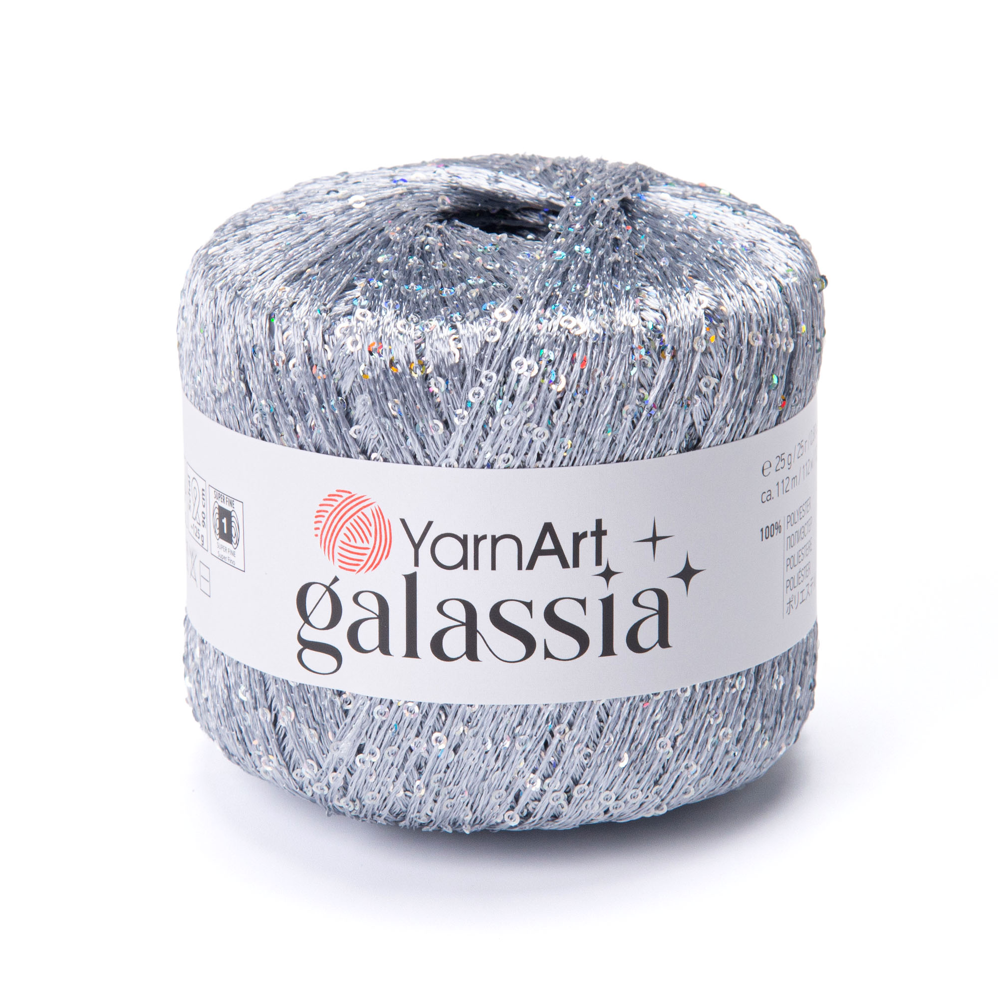 YarnArt Příze Galassia 5808 stříbrná stříbrné flitry