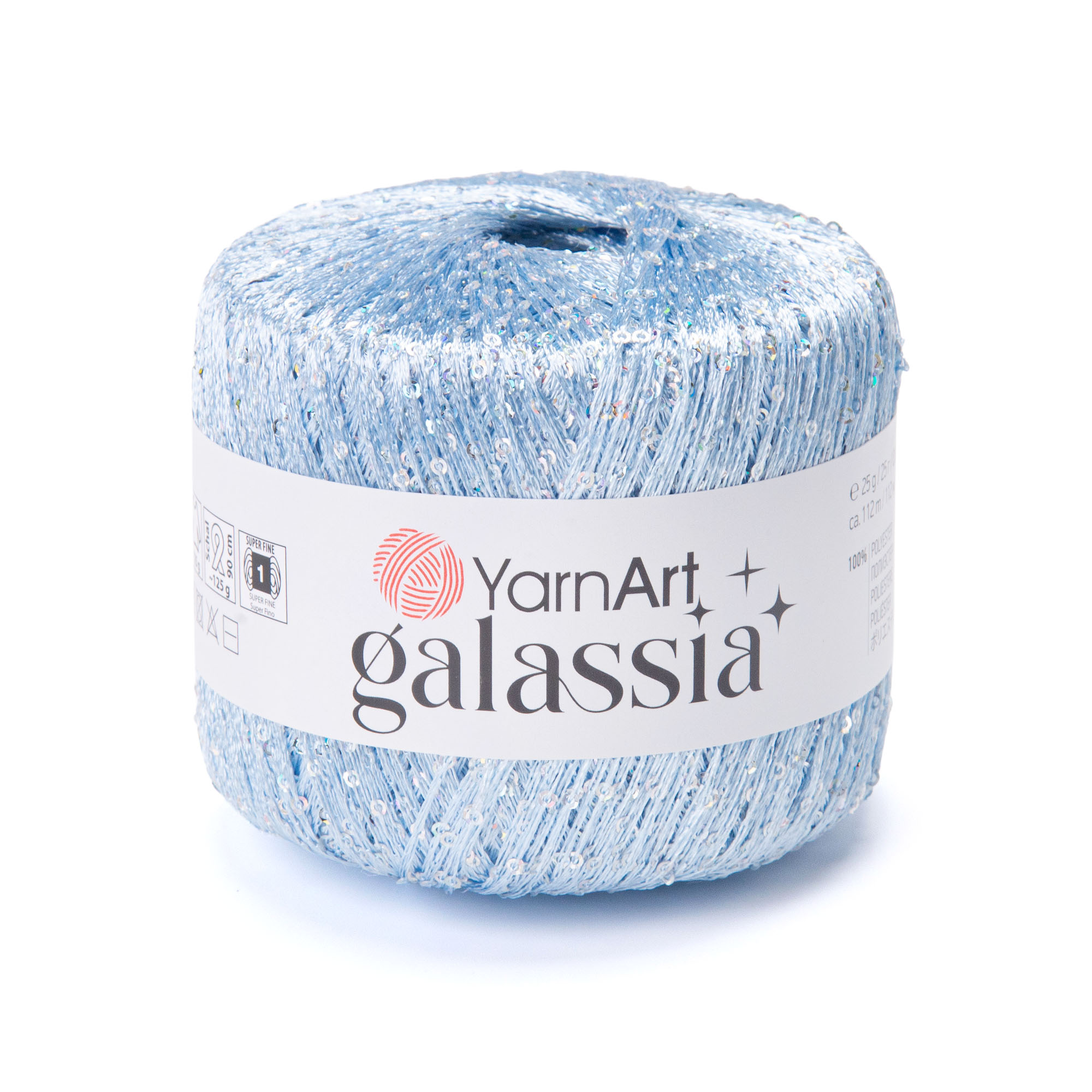 YarnArt Příze Galassia 5810 světlounká modrá stříbrné flitry