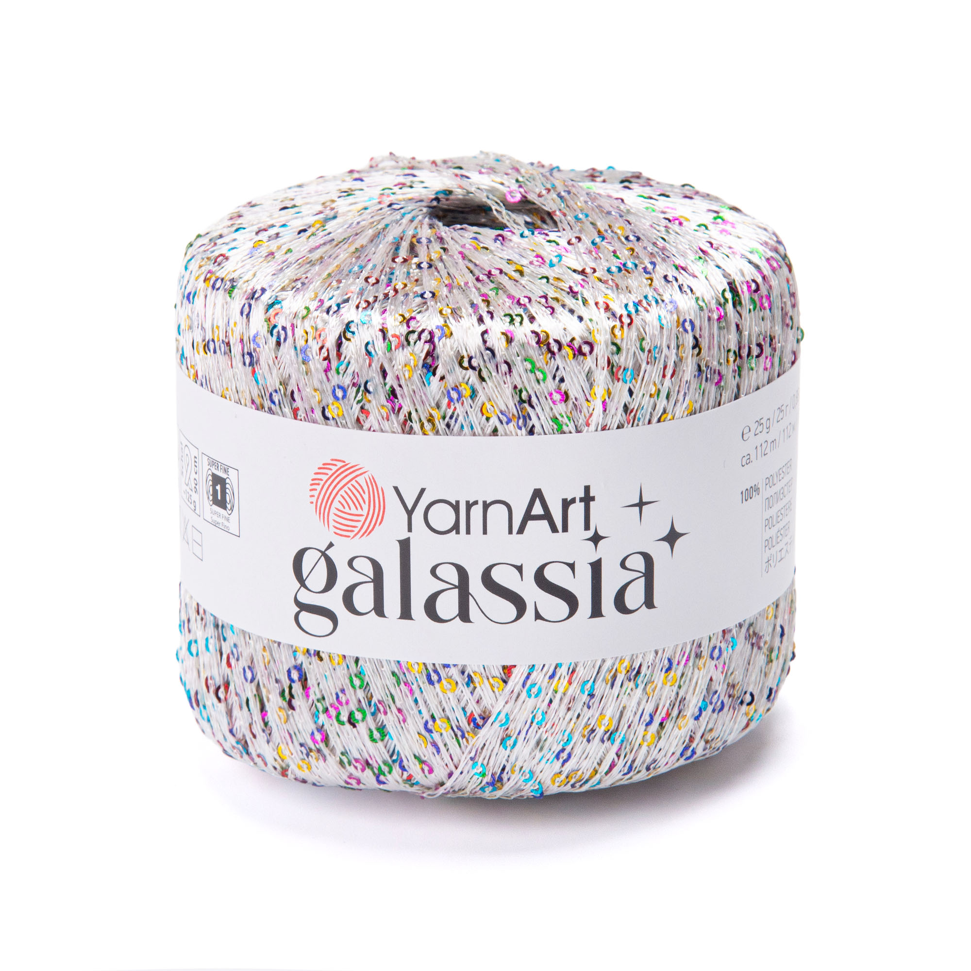 YarnArt Příze Galassia 5825 stříbrná barevné flitry