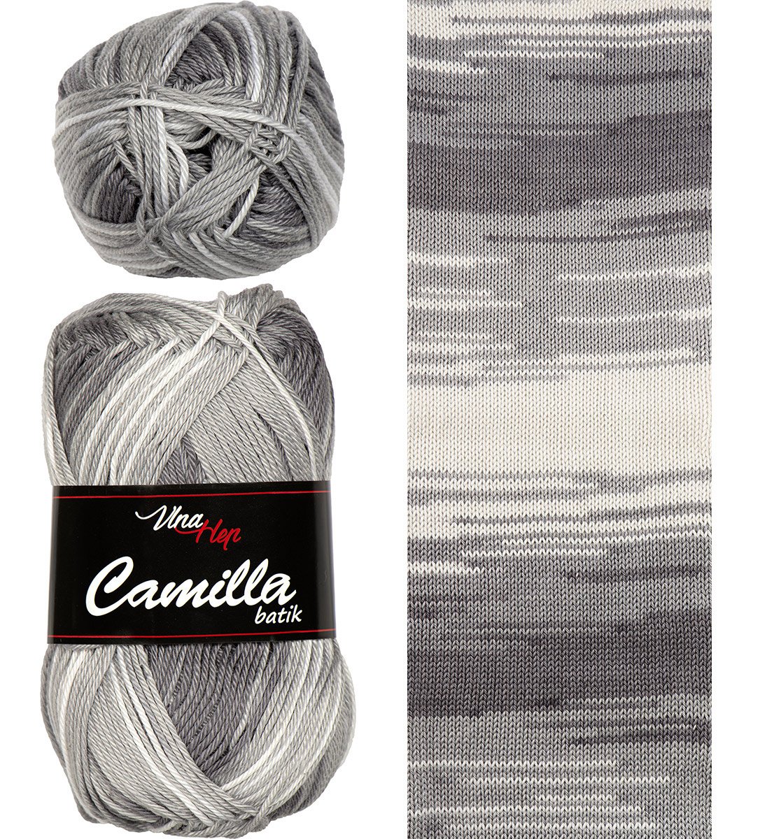 Vlna-hep Příze Camilla batik 9614 šedo-bíllá