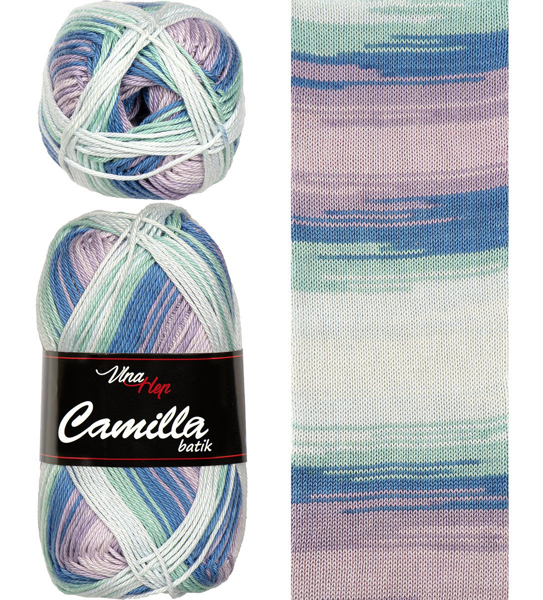 Vlna-hep Příze Camilla batik 9623 - světle-modro-zeleno-lila