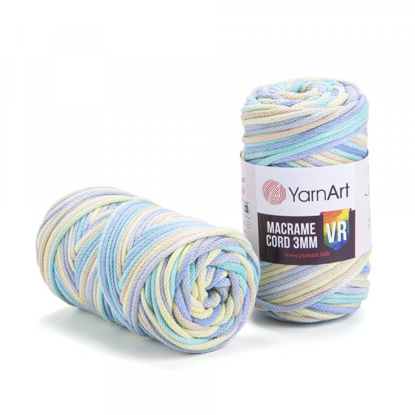 YarnArt Macrame Cord VR 3mm 924 světlě modro-zeleno-žlutá