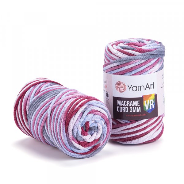 YarnArt Macrame Cord VR 3mm 917 vínovo-světle-šedá