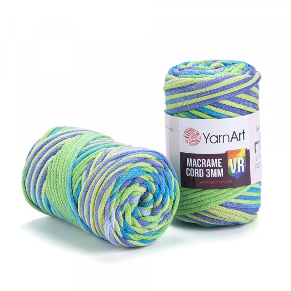 YarnArt Macrame Cord VR 3mm 920 zeleno-modro-žlutá