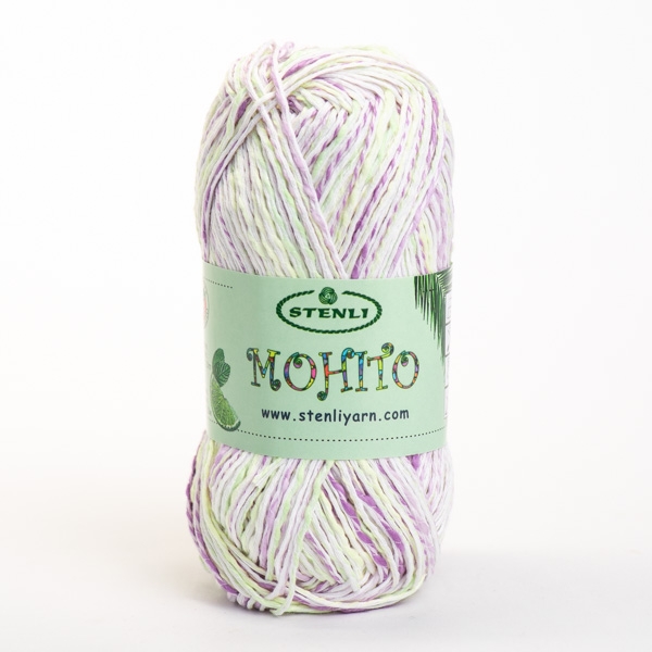 Příze Mohito - 73 bílo-fialovo-žlutozelená