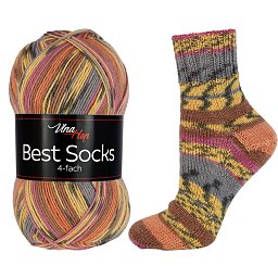 Vlna-hep Příze Best socks 7304 hnědo-šedá