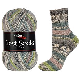 Vlna-hep Příze Best socks 7305 šedo-khaki