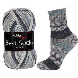 Vlna-hep Příze Best socks 7306 černo-šedá