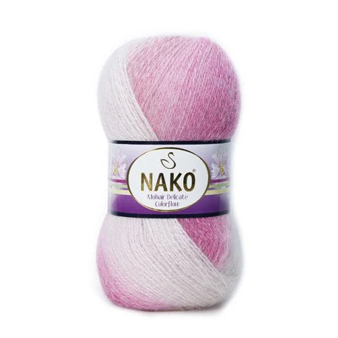 Nako Příze  Mohair Delicate Colorflow 28081 růžové odstíny
