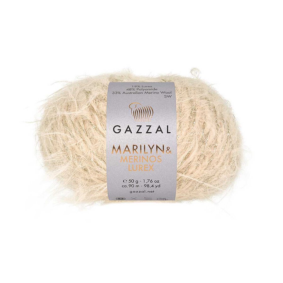 Gazzal Příze Marilyn & Merinos lurex 8271L - béžová zlatý lurex
