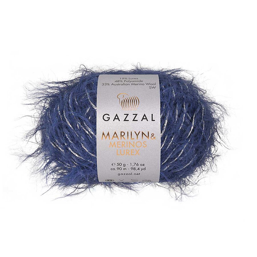 Gazzal Příze Marilyn & Merinos lurex 8274L - modrá stříbrný lurex