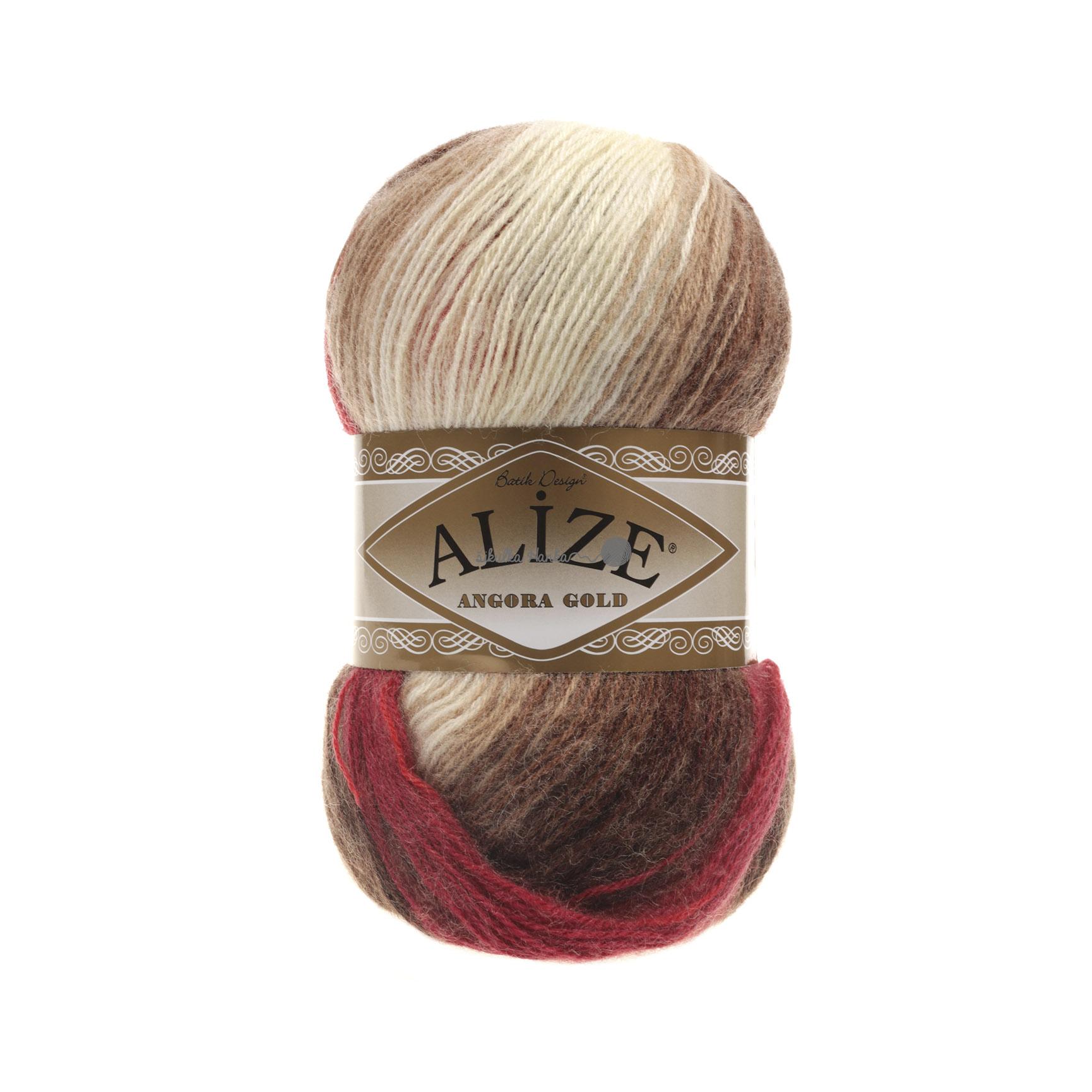 Alize Angora gold batik 4574 červeno-hnědo-světlá