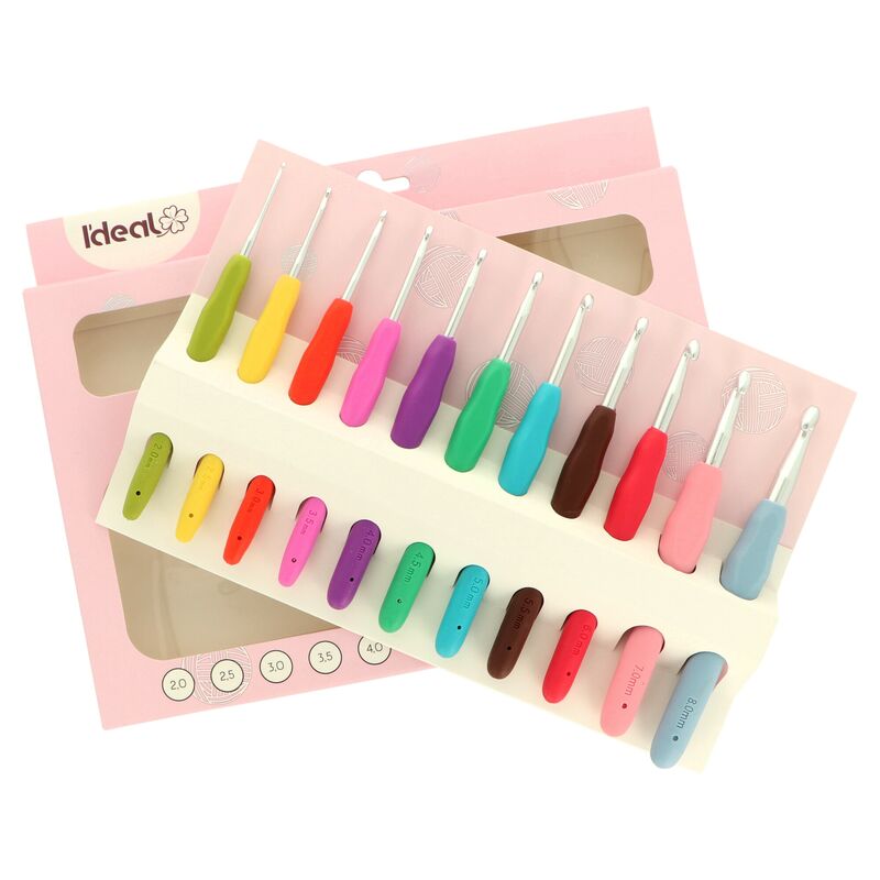 Sada háčků s barevnou ručkou 11ks