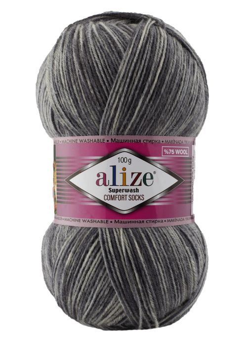Alize Příze Superwash Comfort - 7676 šedá melange