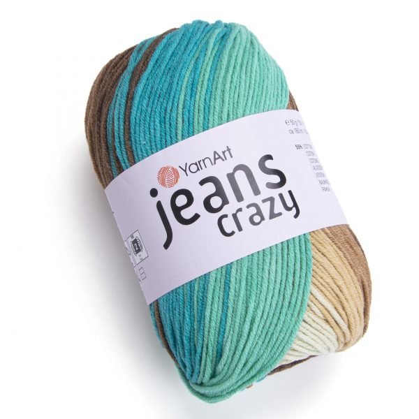 YarnArt Jeans crazy 8216 tyrkysovo-hnědo-světlá