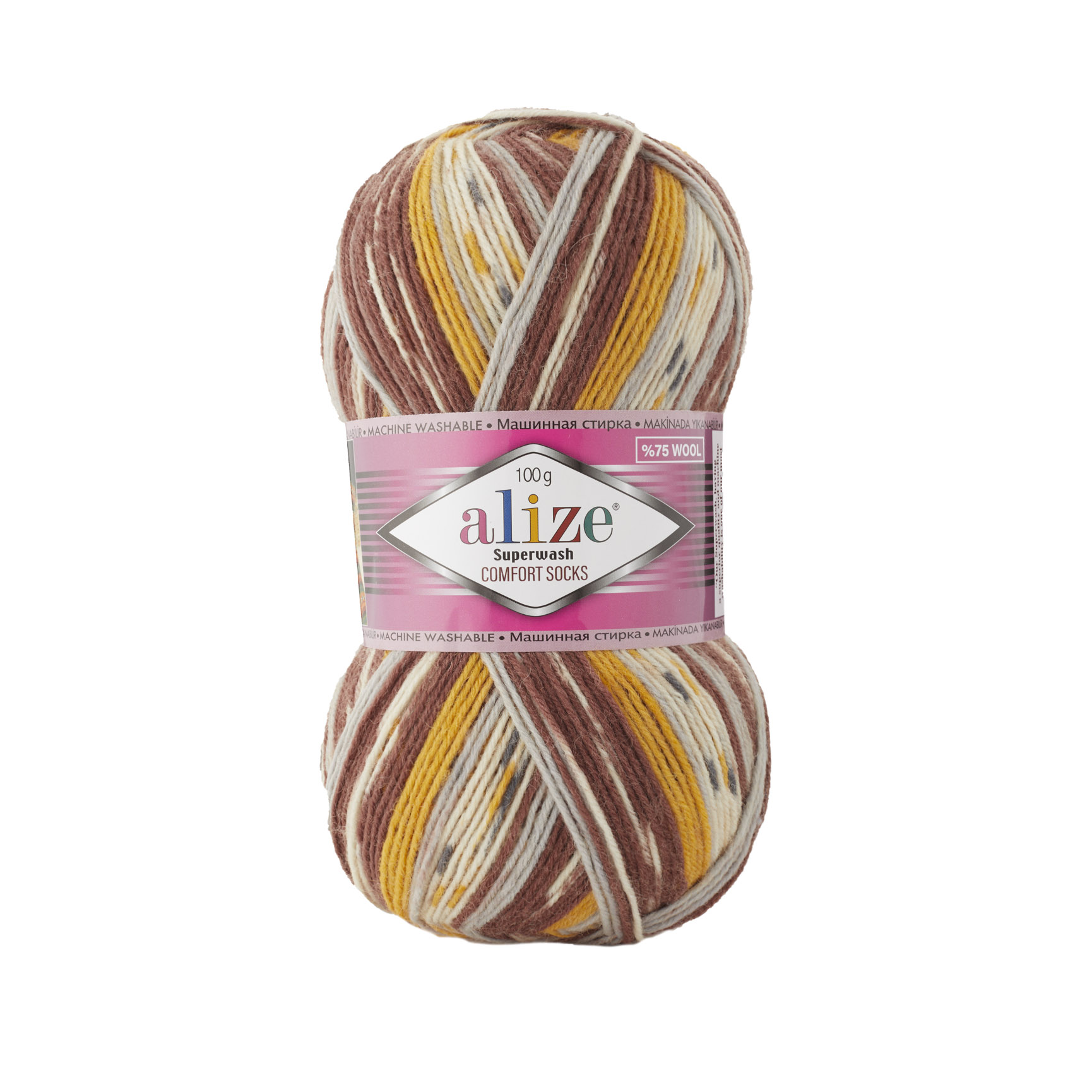 Alize Příze Superwash Comfort - 7652 hnědo-okrovo-světlá