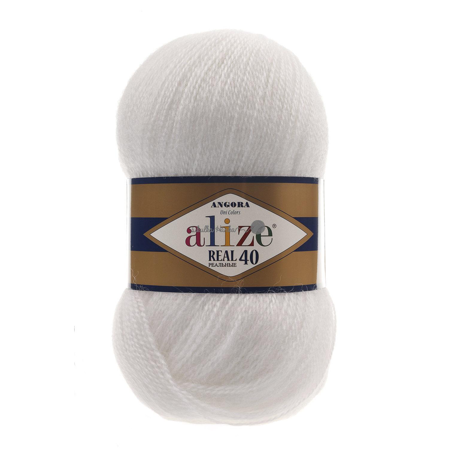 Alize Angora real 40 - 55 bílá