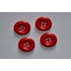 Knoflík plastový čtyřdírkový 18mm červená