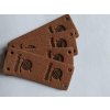 Koženkový štítek půlený Hand made klubko 5x2cm tmavě hnědy