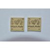 Koženkový štítek čtverec srdce Hand made 2,5x2,5cm béžový