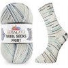 Příze Wool socks print - S61-07 smetanová tyrkysovo-hnědý proužek